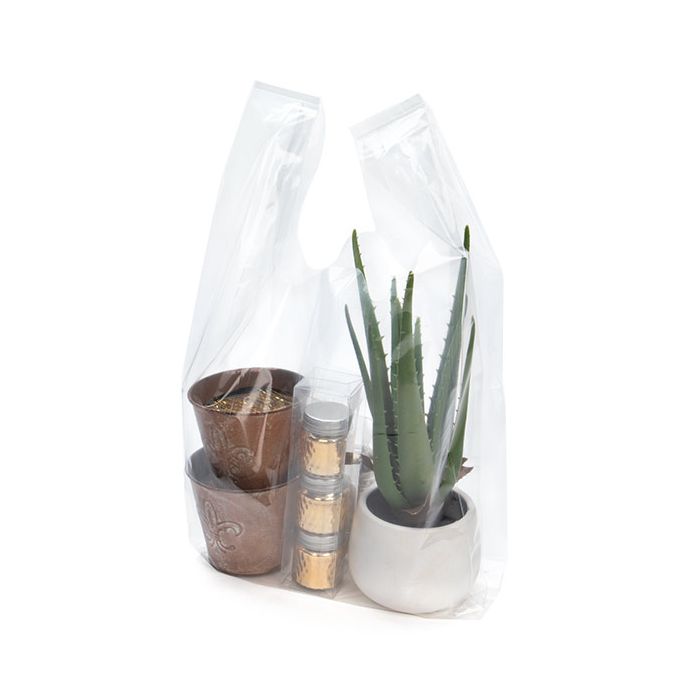 12" x 7" x 22" Clear Poly Handle Bag (100 Pieces)