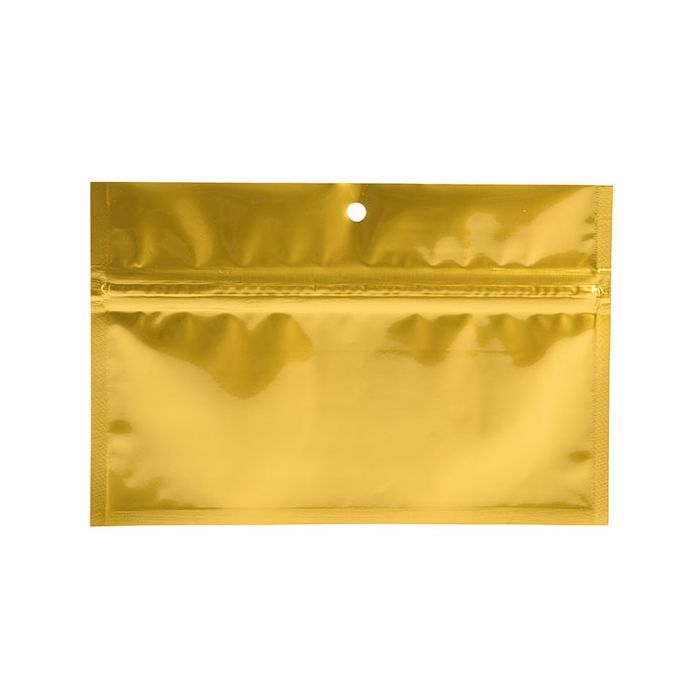 6" x 2 3/4" Gold Metallized Hanging Zipper Barrier Bags (100 Pieces)
