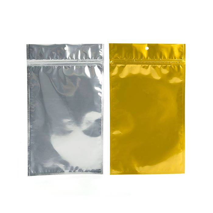 6" x 9 1/4" Gold Backed Metallized Hanging Zipper Barrier Bags (100 Pieces)