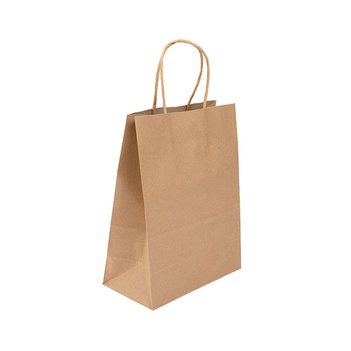 7.08" x 3.54" x 9.05" Kraft Paper Merchandise Handle Bags (50 pack)