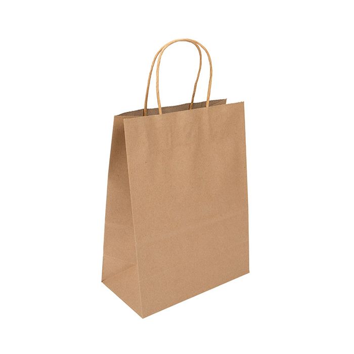 8.26" x 4.33" x 10.62" Kraft Paper Merchandise Handle Bags (50 pack)
