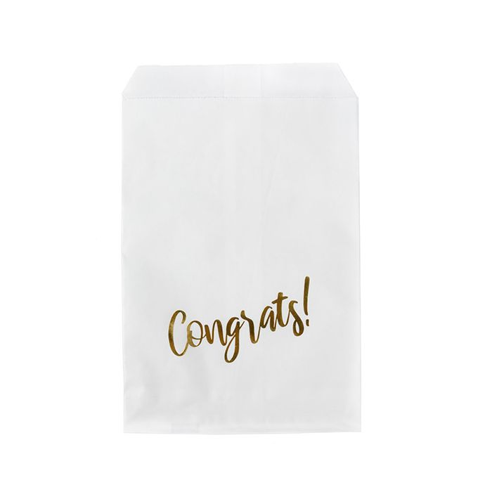 5" x 8" Paper Treat Bags Gold Congrats (100 pack)