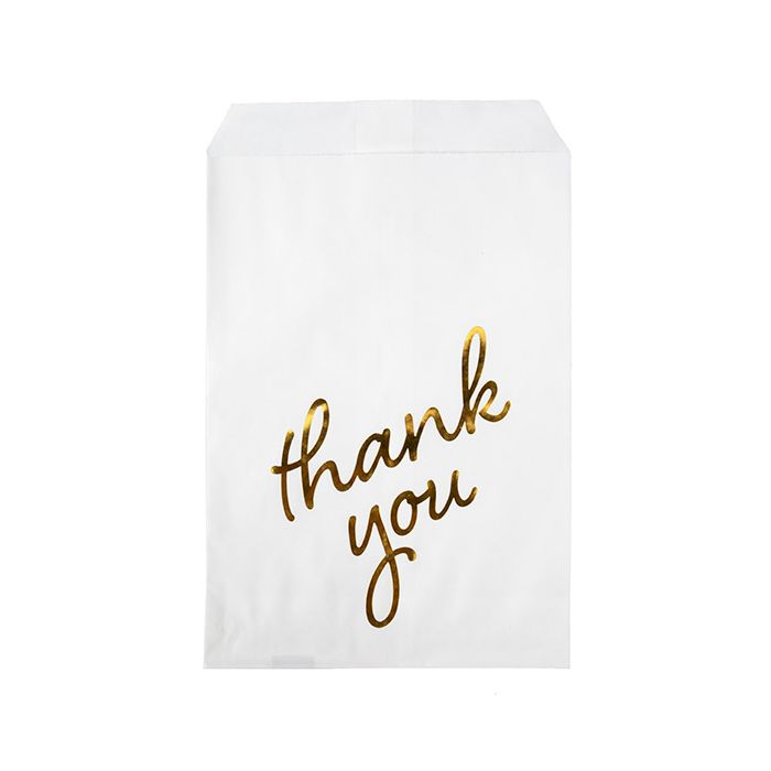 5" x 8" Paper Treat Bags Gold Thank You (100 pack)