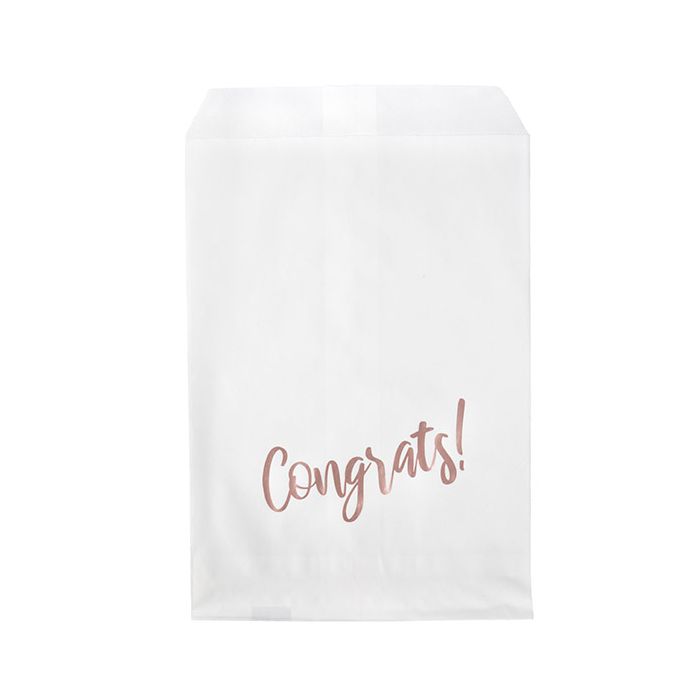 5" x 8" Paper Treat Bags Rose Gold Congrats (100 pack)