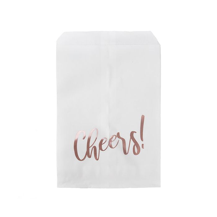 5" x 8" Paper Treat Bags Rose Gold Cheers (100 pack)