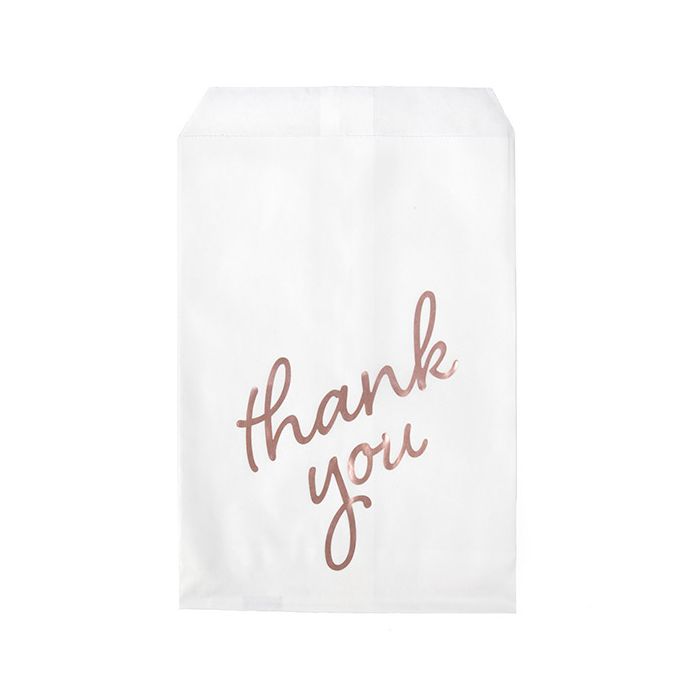 5" x 8" Paper Treat Bags Rose Gold Thank You (100 pack)