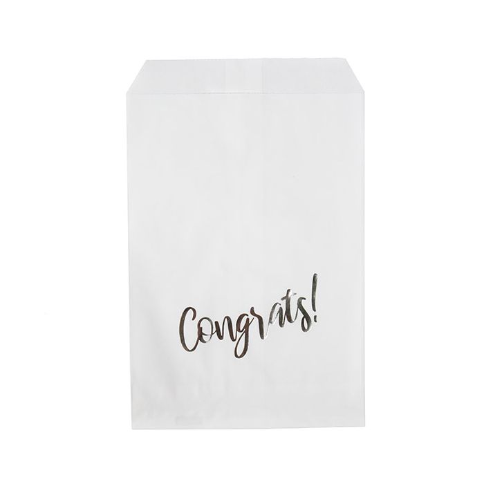 5" x 8" Paper Treat Bags Silver Congrats (100 pack)