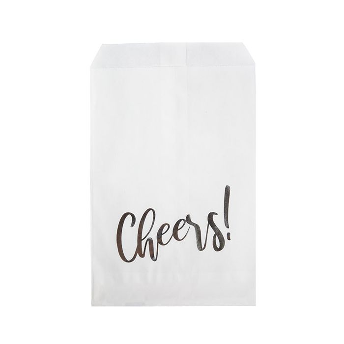 5" x 8" Paper Treat Bags Silver Cheers (100 pack)