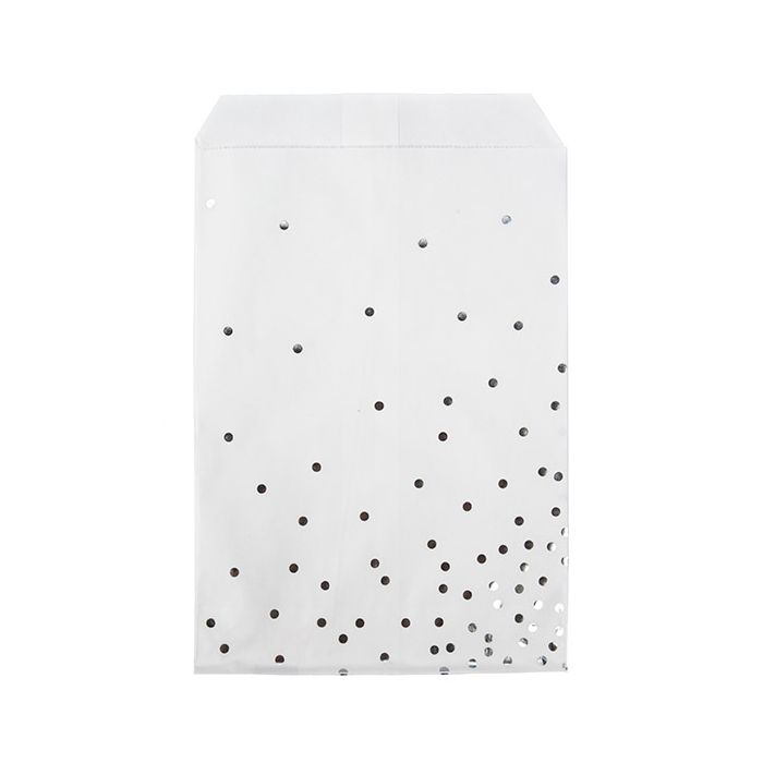 5" x 8" Paper Treat Bags Silver Dots (100 pack)
