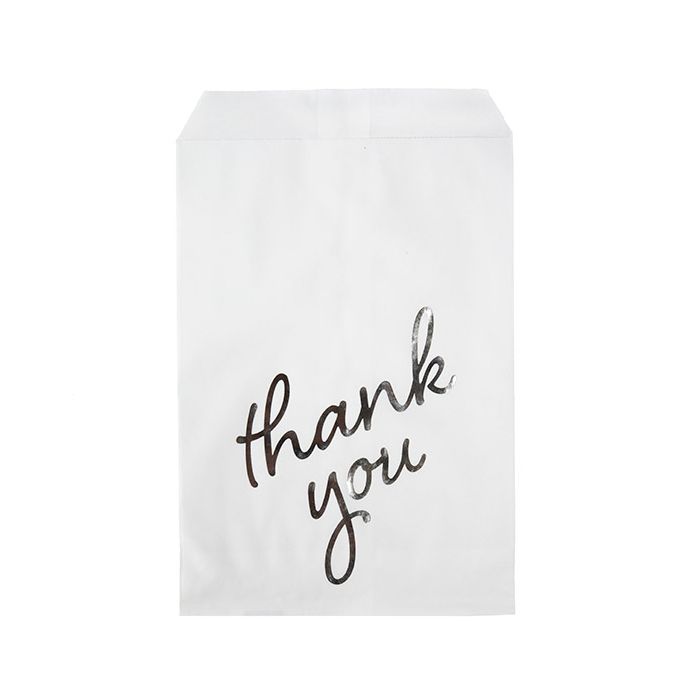 5" x 8" Paper Treat Bags Silver Thank You (100 pack)