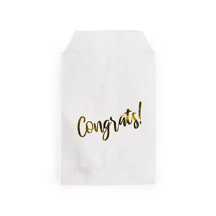 3" x 5" Paper Treat Bags Gold Congrats (100 pack)