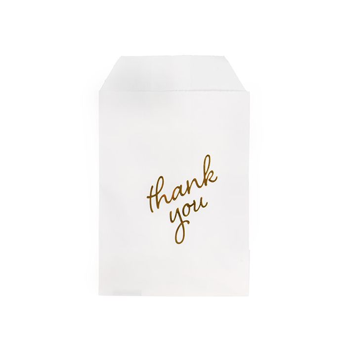 3" x 5" Paper Treat Bags Gold Thank You (100 pack)