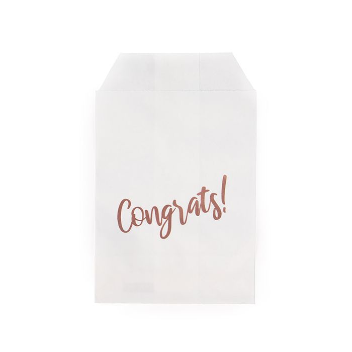 3" x 5" Paper Treat Bags Rose Gold Congrats (100 pack)