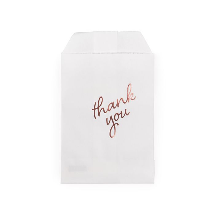 3" x 5" Paper Treat Bags Rose Gold Thank You (100 pack)