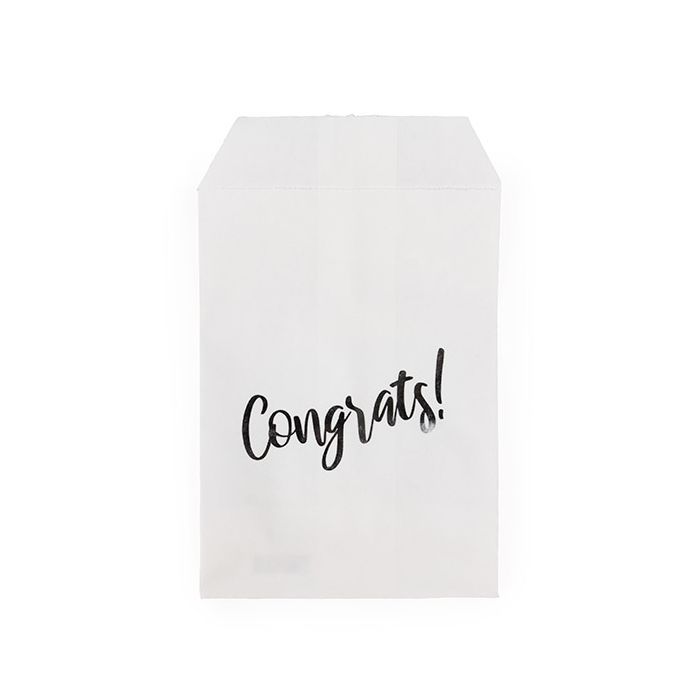 3" x 5" Paper Treat Bags Silver Congrats (100 pack)