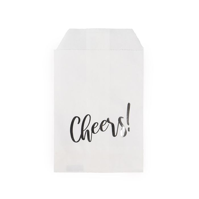 3" x 5" Paper Treat Bags Silver Cheers (100 pack)