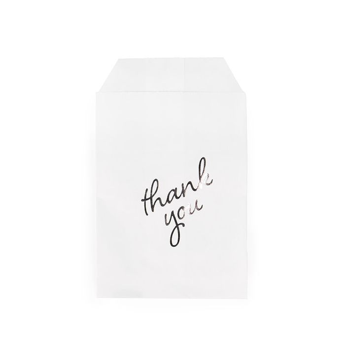 3" x 5" Paper Treat Bags Silver Thank You (100 pack)