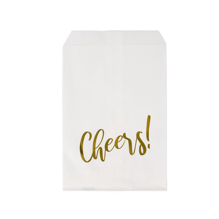 5" x 8" Paper Treat Bags Gold Cheers (100 pack)