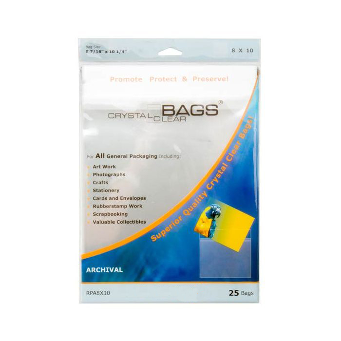 8 7/16" x 10 1/4" Crystal Clear Bags Protective Closure Retail Pack of 25 (1 Pack)