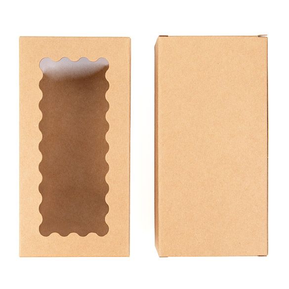 Kraft Paper Window Box with Glued in Sheet, 25 Pack