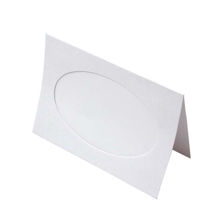 5 5/8" x 8 1/2" White Frame Card with 4 1/2" x 6 1/2" Oval Cut for 5" x 7" print (25 Piece)