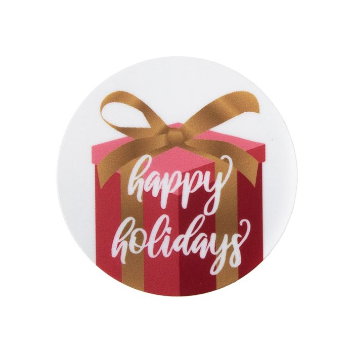 1 1/2" Happy Holidays Round Printed Labels (1 pack)