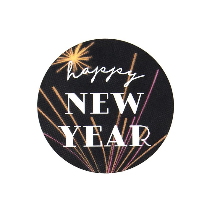 1 1/2" Happy New Years Round Printed Labels  (1 pack)