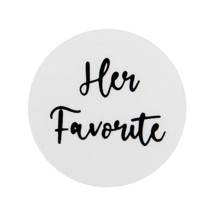 1 1/2" Her Favorite Silver Hot Stamp Round Printed Labels (1 pack)
