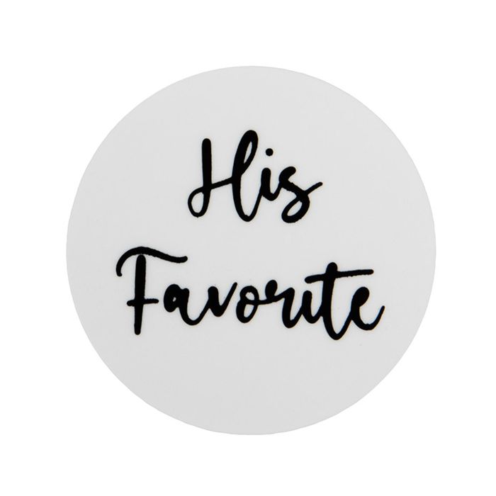 1 1/2" His Favorite Silver Hot Stamp Round Printed Labels (1 pack)