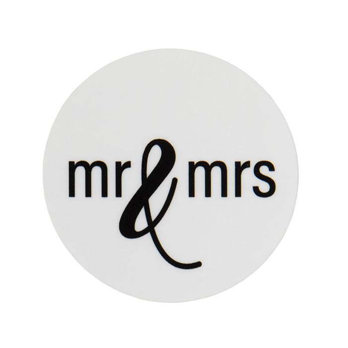 1 1/2" Mr & Mrs Round Printed Labels (1 pack)