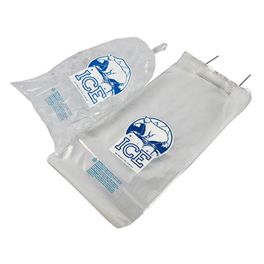 9 x 18" 1.25mil, 5lbs Printed Wicketed Ice Bags 1000/Case