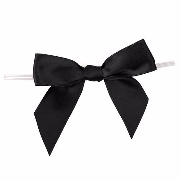 Black Pre-tied Bow 3 1/2" (25 pack)
