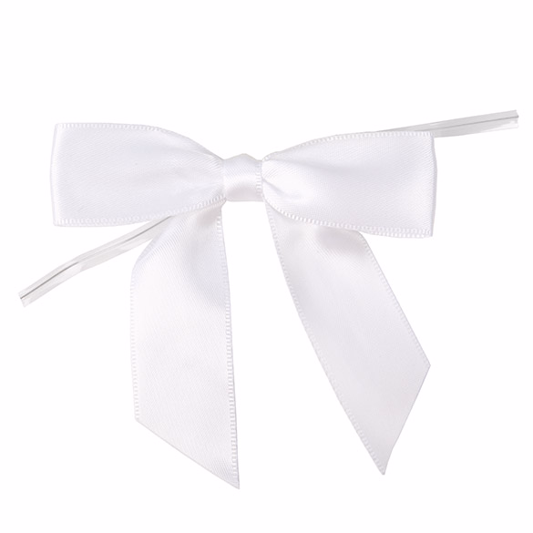 White Pre-tied Bow 3 1/2" (25 pack)