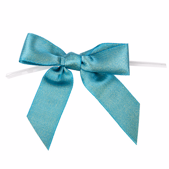 Metallic Teal Pre-tied Bow 3 1/2" (25 pack)